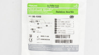 Terumo 80-1060 GlideSheath Slender Stainless-Steel Kit 6F x 10cm, 21G